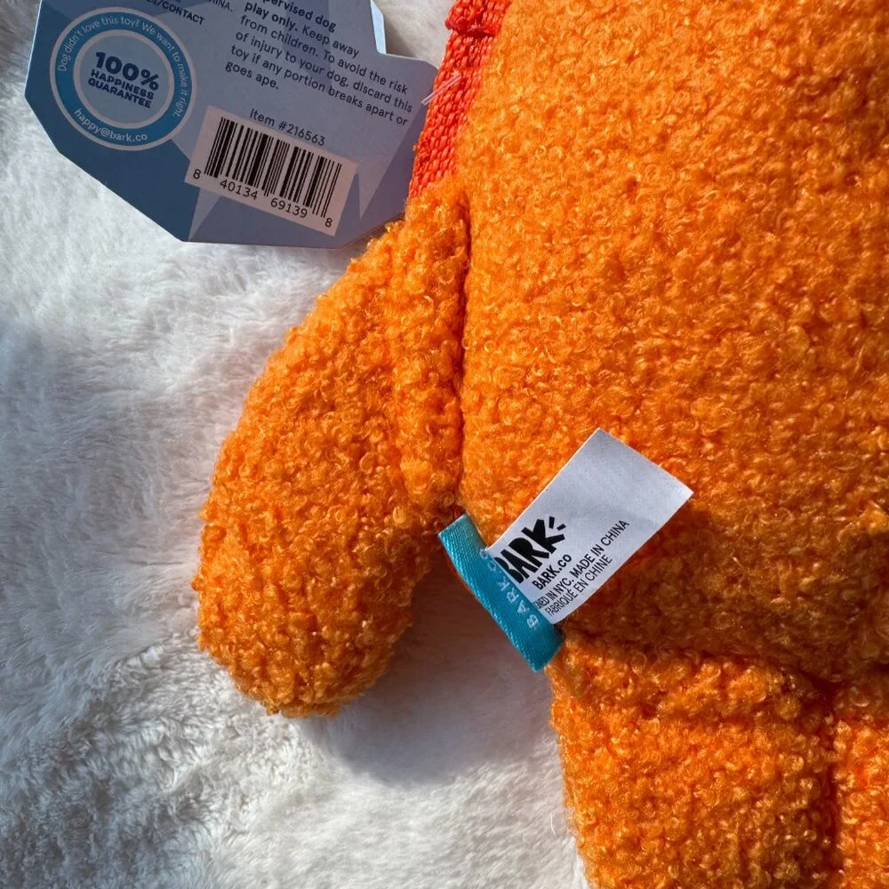 NWT, BARK Box Giganto Gene, Orange Plush Dog Toy, Size M-L 20+ lbs. Dogs